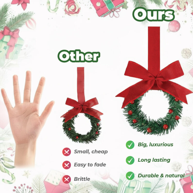 🎄Christmas Sale 50% OFF⛄️ Mini Christmas Cabinet Wreaths with Red Bow alt=