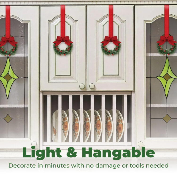 🎄Christmas Sale 50% OFF⛄️ Mini Christmas Cabinet Wreaths with Red Bow alt=