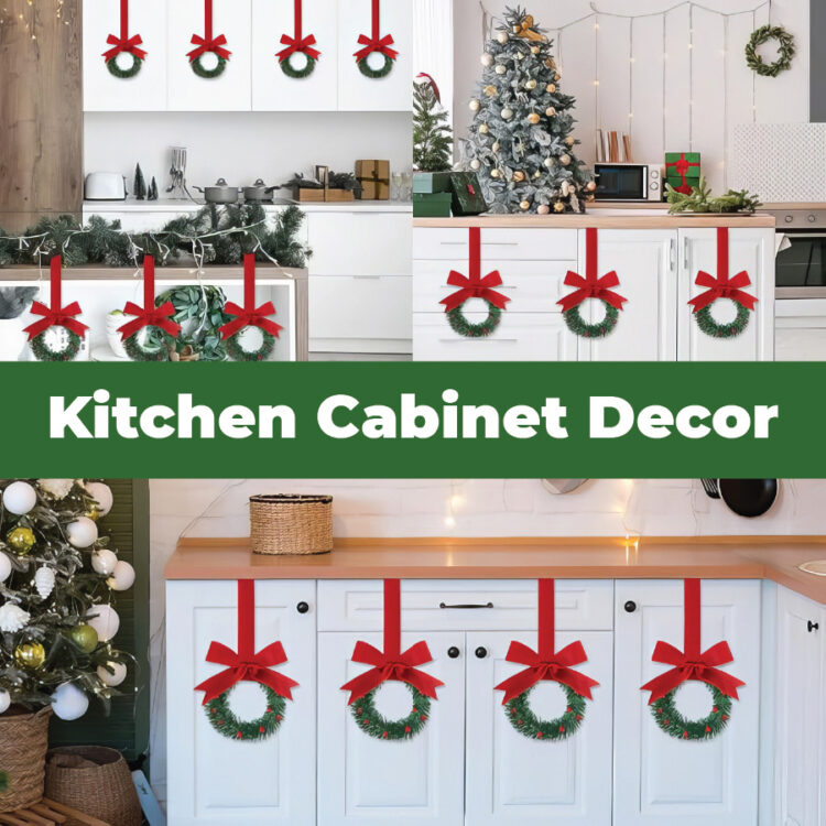 🎄Christmas Sale 50% OFF⛄️ Mini Christmas Cabinet Wreaths with Red Bow alt=